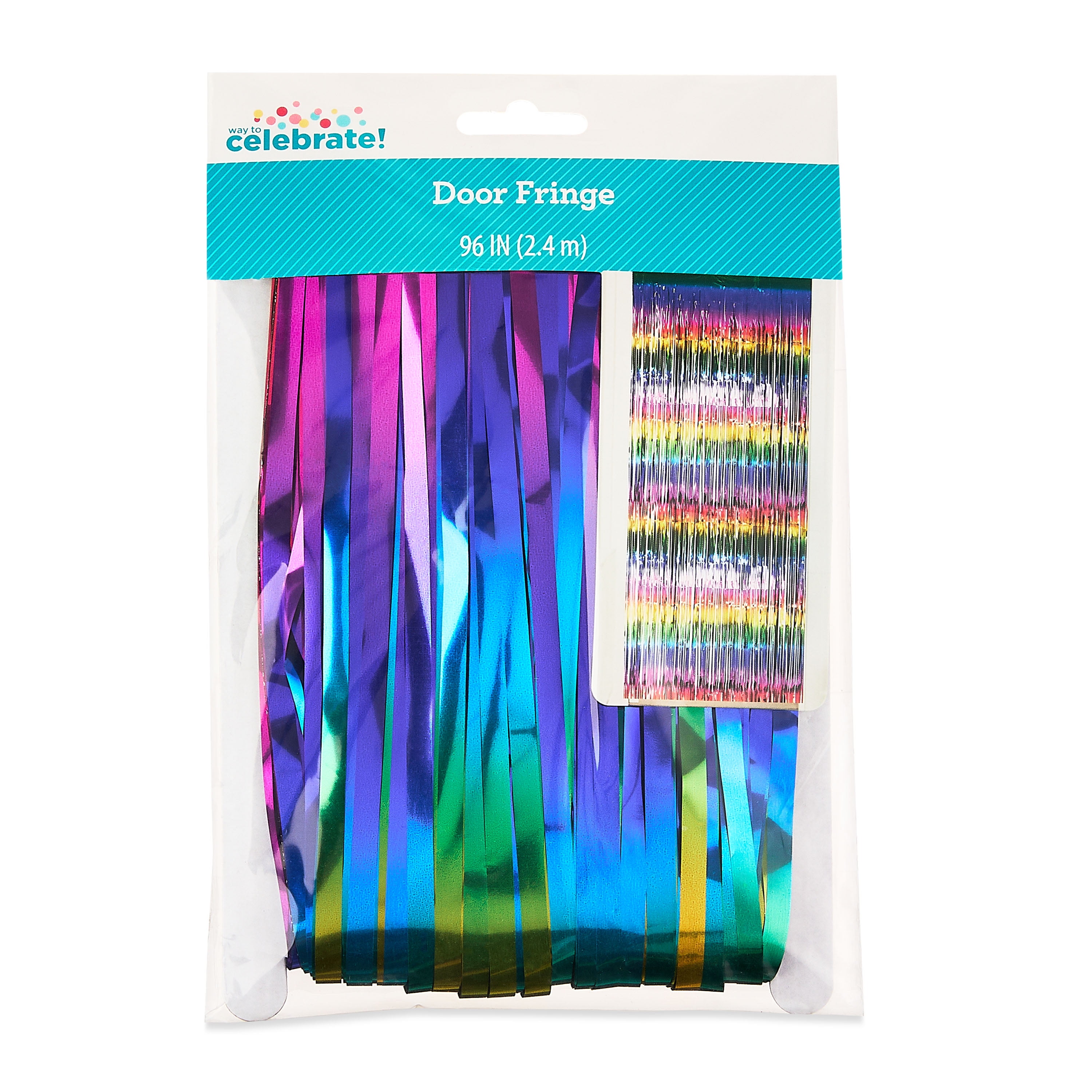 Rainbow Foil Fringe Party Curtain, Multi-Color Backdrop Decoration, 36” x 96”, by Way to Celebrate