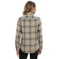 thumbnail image 5 of Siliteelon Womens Flannel Shacket Button Down Plaid Long Sleeve Casual Business Blouse Top Fall Winter Outfits, 5 of 6