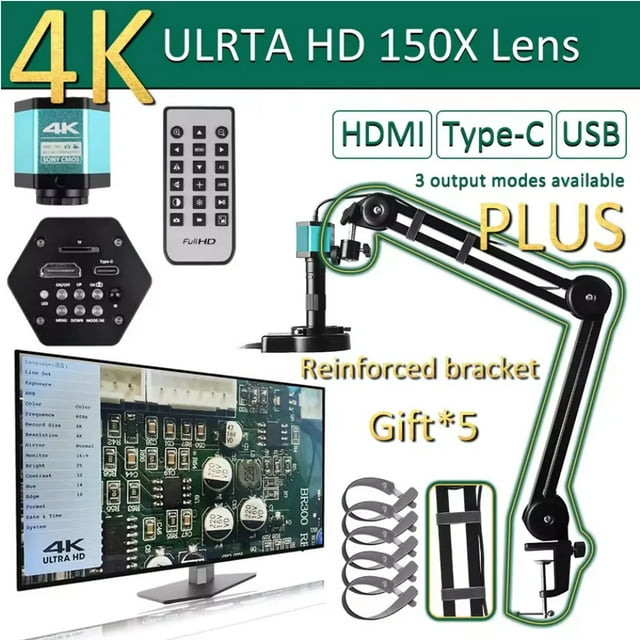 Microscopio digital YIZHAN Para Adultos, Cámara USB HDMI Para Computadora de 48 MP, Lente de 150 Aumentos, Soporte Reforzado que Reduce la Vibración, Nuevo