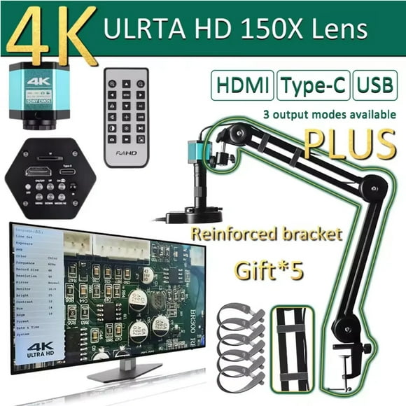 Microscopio digital YIZHAN Para Adultos, Cámara USB HDMI Para Computadora de 48 MP, Lente de 150 Aumentos, Soporte Reforzado que Reduce la Vibración, Nuevo
