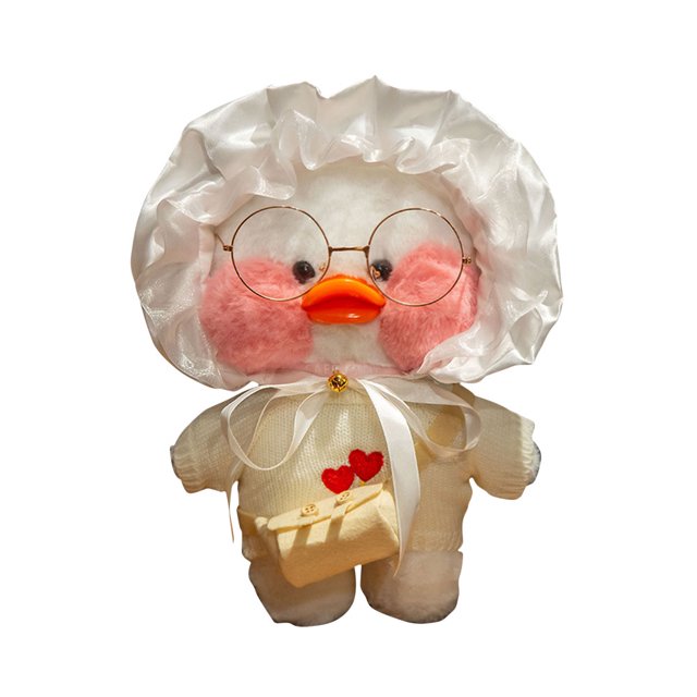 Muñeco de pato bonito de 30cm, juguetes de peluche de animales suaves con accesorios, regalos Kawaii Tmvgtek Oficina Multiescena Multifunción
