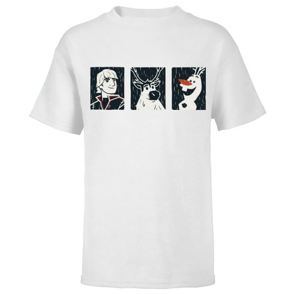 Disney Frozen 2 Kristoff, Sven, and Olaf T-Shirt - Short Sleeve T-Shirt for Kids - Customized-White