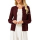 thumbnail image 1 of Suéter de Cardigan de Botones para Mujer INSPIRE CHIC, Cuello Redondo, Manga Larga, Tejido Acanalado, Talla 2XL, Rojo Oscuro, 1 of 5