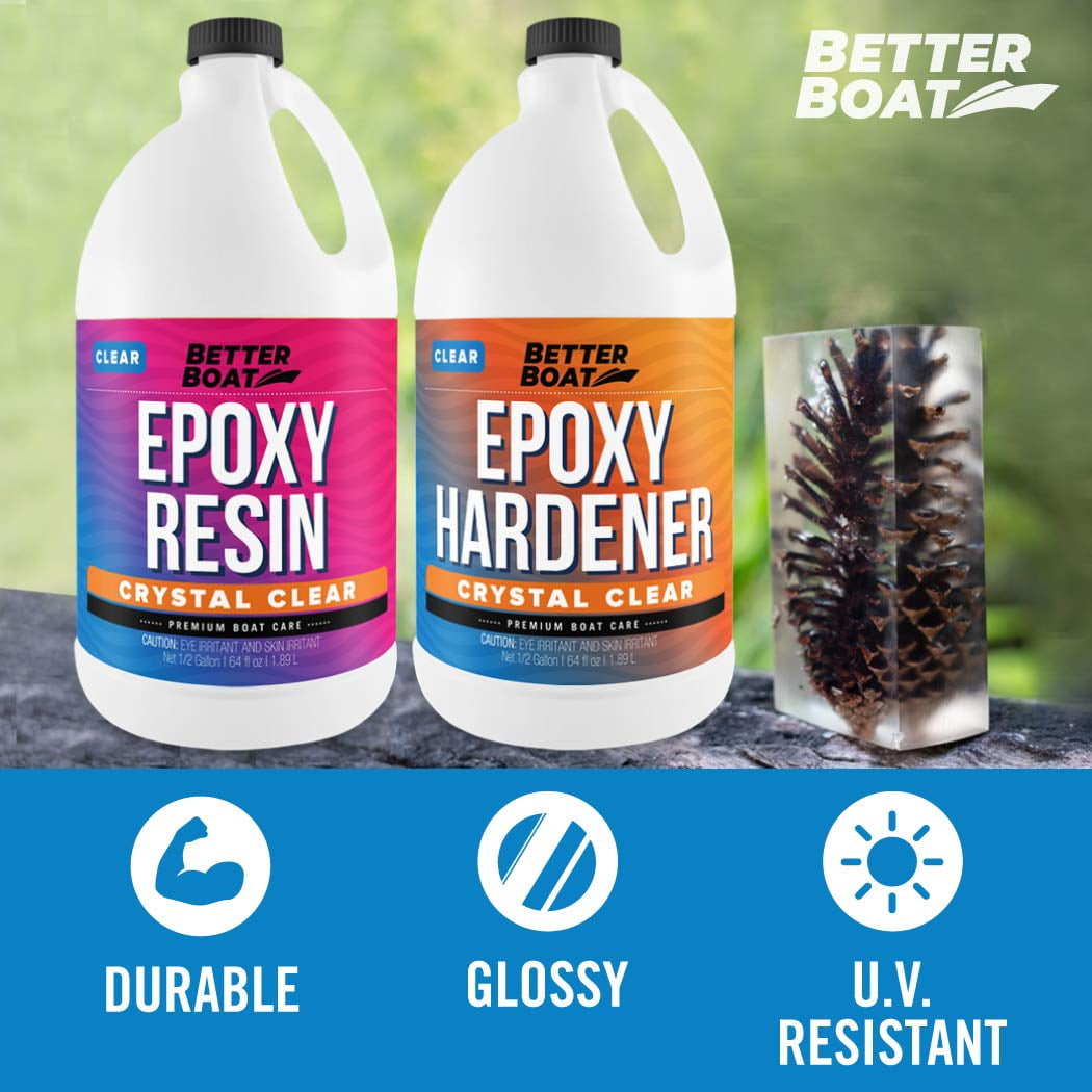 Epoxy Resin Crystal Clear Resin Kit Art Boat and Tabletop | 2 Part Countertop Marine Grade (1 Gallon Set)