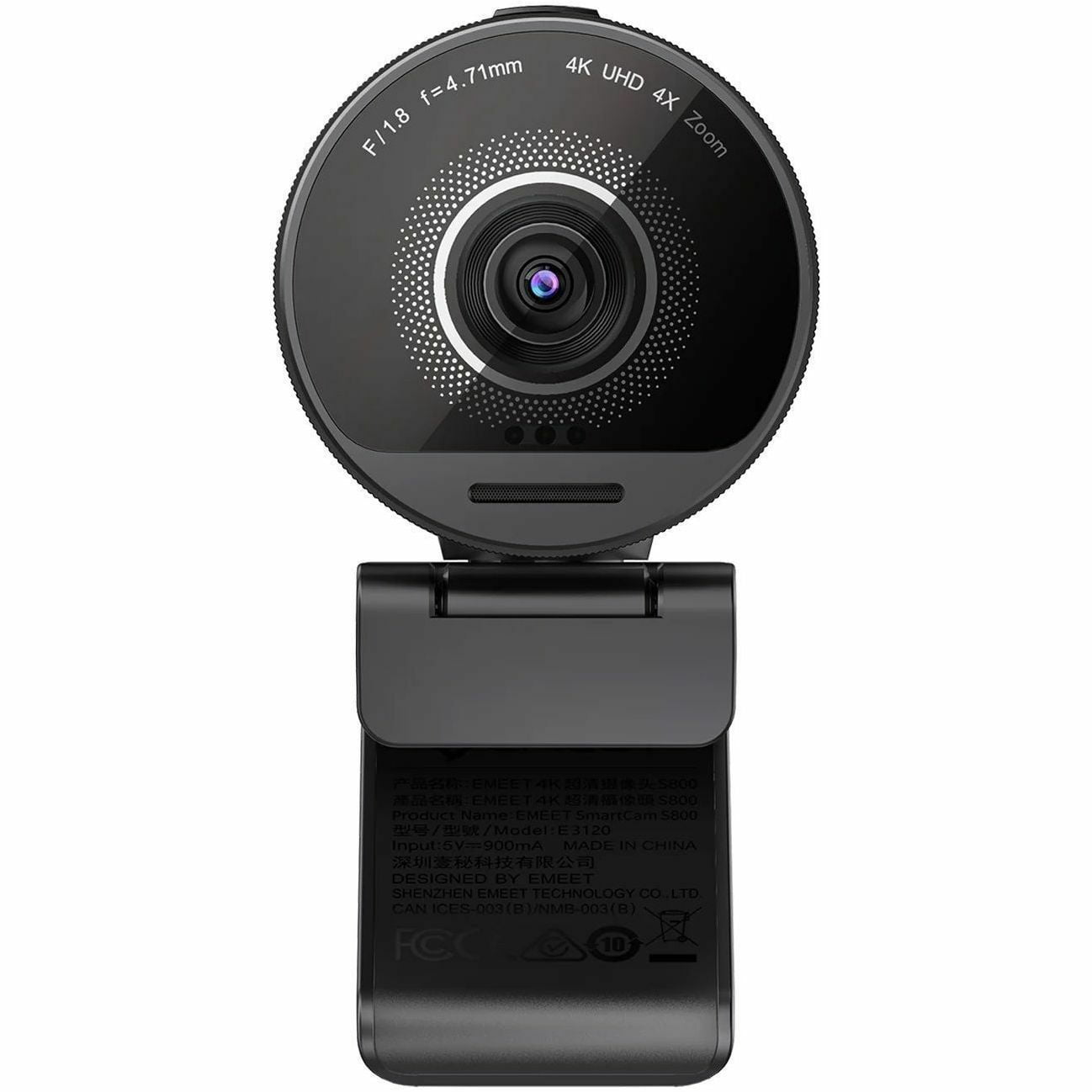 EMEET SmartCam S800, 4K Webcam for Streaming, Sony 1/2'' Sensor, Supports HDR, PDAF & TOF Dual-autofocus, 1080P@60fps, 2 Noise-Cancelling Mics, 40&deg;-73&deg