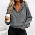 thumbnail image 2 of Nowekniz Womens Oversized Half Zip Fleece Hoodie, Long Sleeve Cropped Quarter Zip Pullover Sweatshirt, Warm Fall Winter Casual & Gym Training Hooded Top, 2 of 7