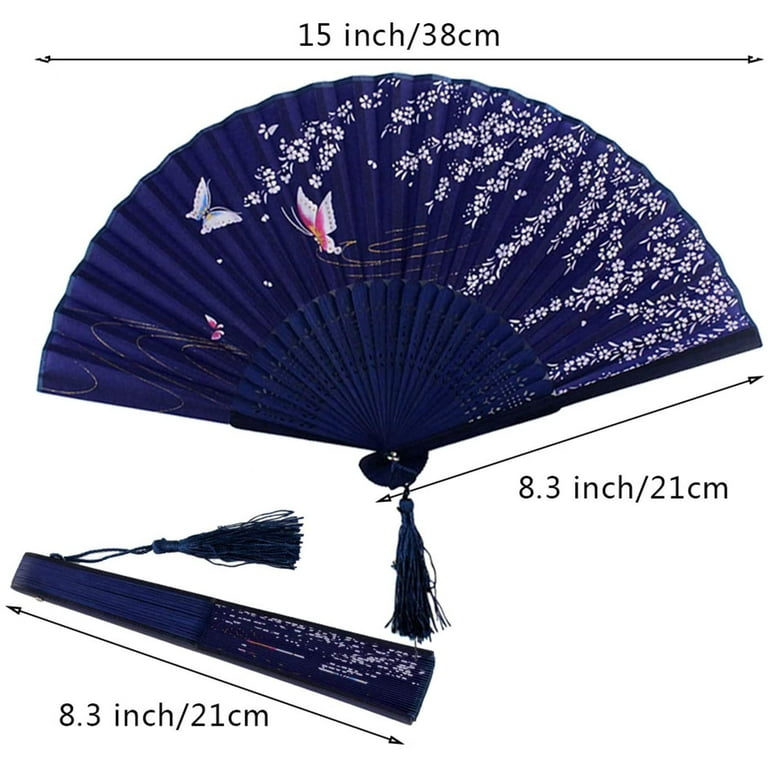 Wedding Chinese Fans Hand Fan Wedding Fans for Guests Chinese Traditional  Wedding Decoration Silk Folding Fans with Bamboo Frames for Cosplay