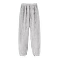 thumbnail image 4 of Womens Fuzzy Pajama Pants Plush Wide Leg Lounge Bottoms Elastic Waist Cozy Winter Sleep Pants 2026 White M, 4 of 6