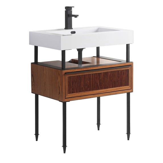 DAKOTA VANITY 30' WIDE - TEAK WITH BLACK HARDWEAR