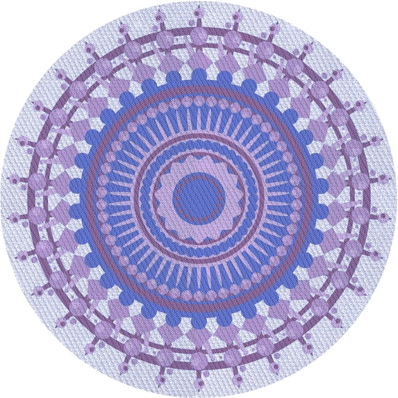 Ahgly Company Machine Washable Indoor Round Transitional Medium Slate Blue Area Rugs, 6' Round