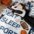 thumbnail image 4 of Homewish Eat Sleep Sports Bedding Comforter Set 7 Pieces for Kids Teens Adults,Basketball Football Baseball Full Bedding Set Lightweight,Ball Gamer Fitted Sheet Flat Sheet,Lightweight Room Decor, 4 of 8