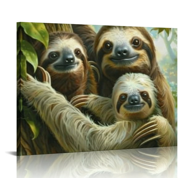 SHERONV Sloth home wall art canvas print personalized picture to canvas wall art modern artwork ready to hang mural home décor 20x16in