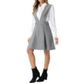 thumbnail image 4 of INSPIRE CHIC Women's Overalls Suspenders V Neck A-Line Above Knee Pinafore Dress XS Gray, 4 of 6