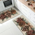 thumbnail image 2 of Winter Pine Cone Kitchen Rugs Set of 2, Bow Pine Needle Red Berry Kitchen Mats Decor, Christmas Seasonal Floor Door Mat Home Decorations - 17x29 and 17x47 Inch, 2 of 6