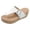 White, variant on Womens Denim Cork Footbed Platform Flip Flops Trendy Casual Leather Buckles Wedge Slip on Thong Dress Backless Sandals Comfortable Walking Slippers White Size 6.5