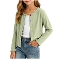thumbnail image 2 of Edvintorg Girls Ribbed Knit Sweater Crew Neck Long Sleeve Button Up Cardigan Casual Uniform Sweaters for Kids Girls 0-9T, 2 of 9