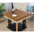 thumbnail image 2 of Rectangular Waterproof Tablecloth,Fitted Solid Color Leather Tablecloth With Lace,Oilproof Stain Resistant Table Cover For Coffee Table Dining Table Mahjong Desk -square Brown-60*60cm, 2 of 7