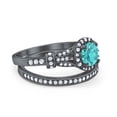 thumbnail image 2 of Two Piece Promise Bridal Set Ring Black Tone Paraiba Tourmaline CZ 925 Sterling Silver Size 9, 2 of 3