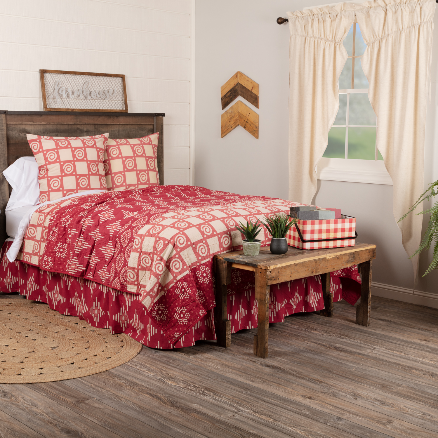 Crimson Red Coastal Bedding Paloma Cotton PreWashed Patchwork