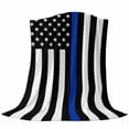 thumbnail image 6 of Blue American Flag Blanket Soft Cozy Warm Throw Blanket for Couch, Plush Fuzzy Flannel Fleece Blankets for Sofa, Black White Striped US Flag Stars Bed Blankets Lightweight Gifts for Women, 50"x60", 6 of 9