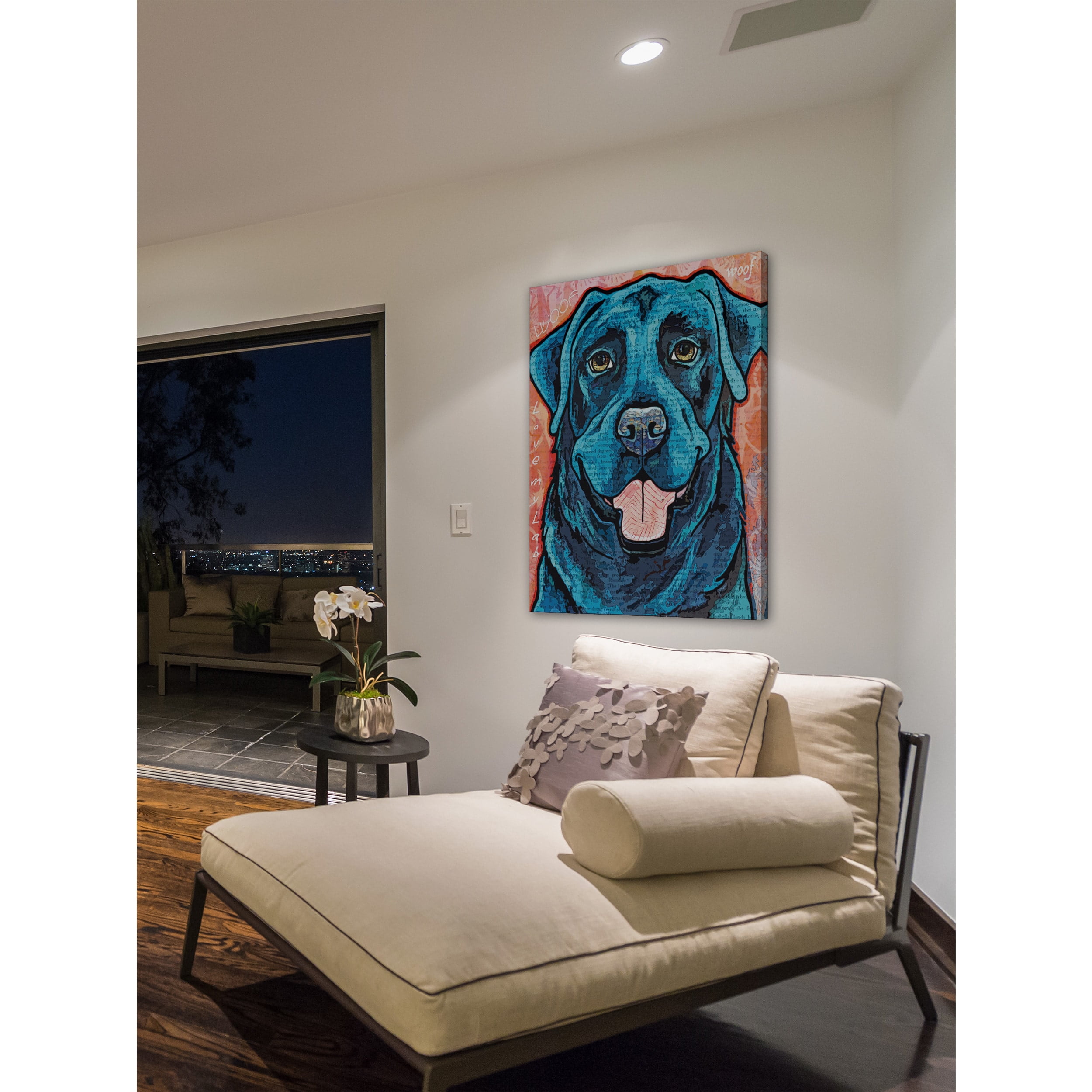 Marmont Hill - "Pop Art Black Lab" by Stephanie Gerace Painting Print on Wrapped Canvas