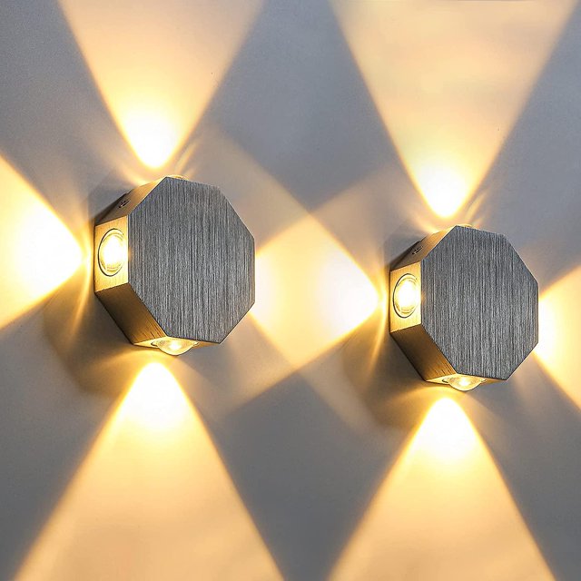 Lámpara de pared interior al aire libre a prueba de agua Ip66 Aplique de pared moderno Iluminación de pared LED para sala de estar Pasillo Pared exterior Deco 2800k Blanco cálido (paquete de 2). Afortunado Sencillez