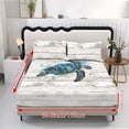 thumbnail image 2 of ZIATUBLES 3 Pcs King Size Sheet Set, Turtle Grain Printed Soft Comfort Bedding Sets with 1 Fitted Sheet and 2 Pillowcases, Cooling Cozy All-Season Bed Sheets, 2 of 5
