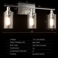 thumbnail image 6 of Topbuy Bathroom Vanity Light Modern Wall 3-Light  Sconce Fixtures W/ Clear Glass Shade, 6 of 6