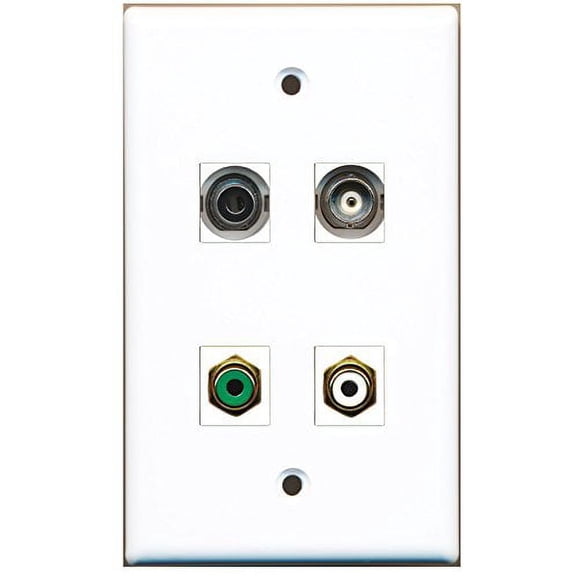 RiteAV - 1 Port RCA White 1 Port RCA Green 1 Port 3.5mm 1 Port BNC Wall Plate