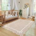 thumbnail image 2 of Garvee 4'x6' Scalloped Area Rug Modern Solid Rug, Washable Rug Soft Low Pile Carpet with Non Slip Backing for Living Room Bedroom Home Decor, Camel, 2 of 6
