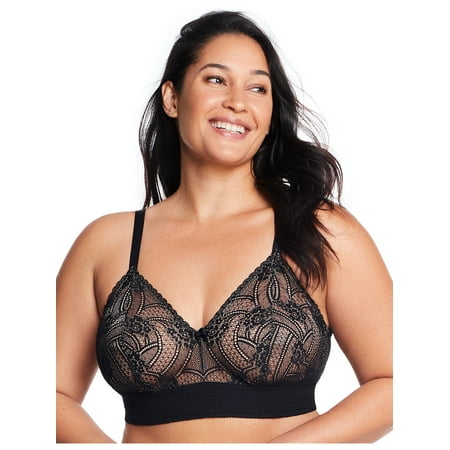 

Glamorise Full Figure Plus Size Bramour Gramercy Luxe Lace Bralette Wirefree #7012