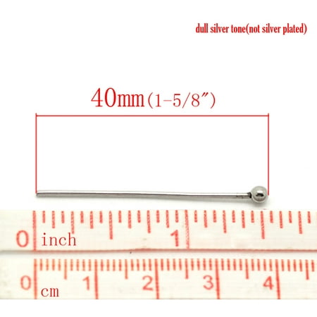 End Head Pin 24 Gauge - 50 Wholesale Stainless Steel Ball End Head Pins Findings Supplies 40mm 21 Gauge