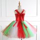 thumbnail image 4 of Gibobby Vestido de manga corta con estampado de Navidad Vestido de tul para niñas, vestido de desfile, fiesta de Navidad, disfraz de Cosplay, vestidos, conjunto de diadema (Rojo, 10-12 años), 4 of 5
