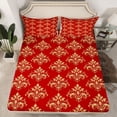 thumbnail image 2 of Homewish Ancientr Damask Jacquard Full Size Sheets,Baroque Print Bed Sheets,Red Gold Sheet Sets For Boys Girls,Breathable Home Decor,4 Pieces, 2 of 7