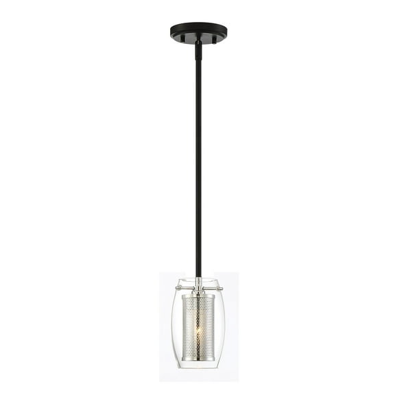 Dunbar by Brian Thomas 1-Light Mini-Pendant in Matte Black with Polished Chrome Accents