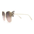 thumbnail image 6 of Luxury Womens Heavy Rhinestone Bling Rectangle Butterfly Metal Sunglasses Gold - Brown Pink, 6 of 8