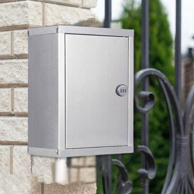 Buzón de pared para correos, buzón para periódicos, multiusos, resistente, de acero inoxidable, con cerradura de seguridad. 26 cm x 125 cm x 34 cm