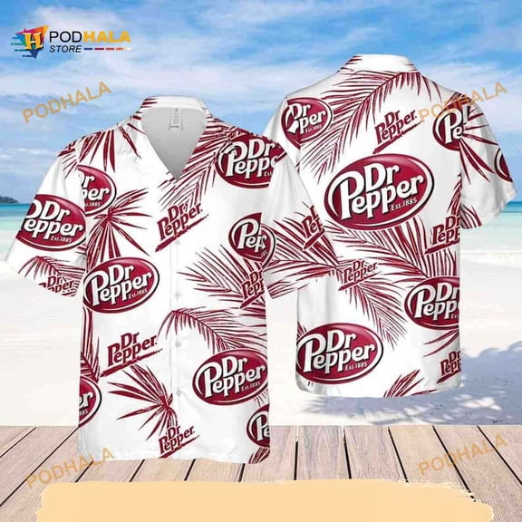 Dr.Pepper Funny Hawaiian Shirt, Palm Leaves Pattern Beach Lovers Gift