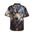 thumbnail image 3 of Daiia Vintage Blue Floral Wolf Hawaiian Shirt for Men Gentle Cotton Regular Short Sleeve Casual-X-Large, 3 of 9