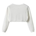thumbnail image 5 of Ticikt Girls Cropped Knit Shrug Cardigan, Cotton Hollow‑Out Decorative Lightweight Bolero Jacket for Toddler Kids Spring Fall,White, 5 of 9