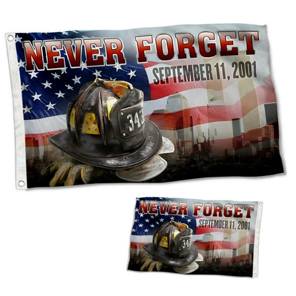 Dutern Double Sided 911 Grommet Flag 343 Firefighter Never Forget Flag Banner 3 Ply with Brass Grommets 3x5 Feet