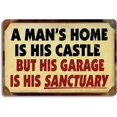 thumbnail image 1 of Letrero de hojalata vintage de metal con texto en inglés "Home and Garage" (hogar y garaje) de 30,5 x 20,3 cm. Perfecto para decoración del hogar, cueva de hombres, taller, bar, arte de pared retro,, 1 of 7