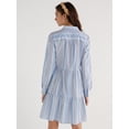 thumbnail image 2 of Time and Tru Women's Mini Shirt Dress with Long Sleeves, Sizes XS-3XL, 2 of 5