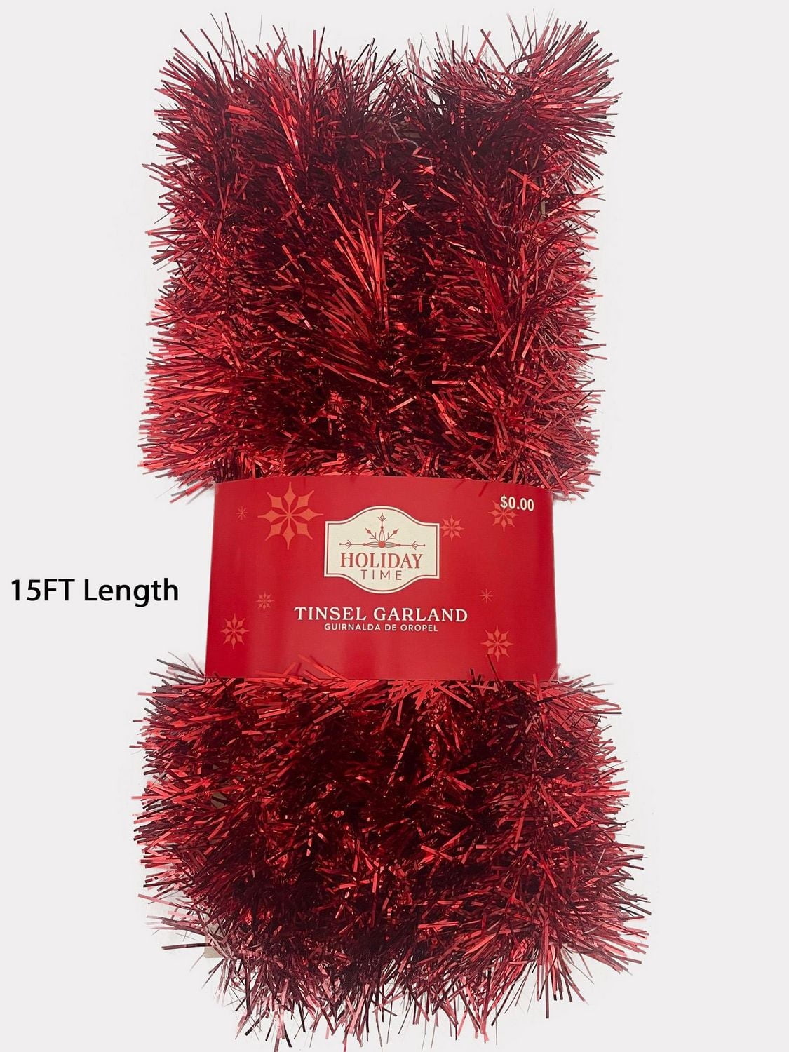 Holiday Time 15 Ft Tinsel Garland Red