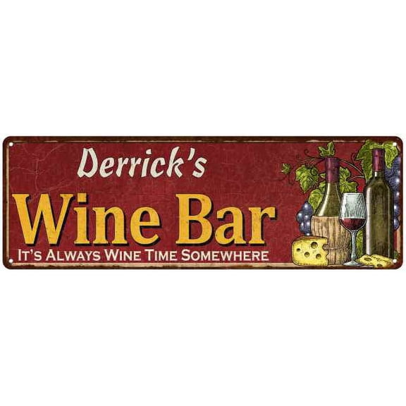 Derrick's Wine Bar Red Gift Home Kitchen Decor 6x18 Sign 206180056387