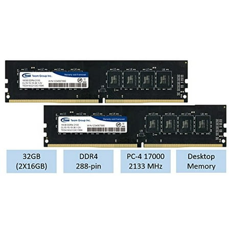 TeamGroup 32GB kit (2 X 16GB) DDR4 2133 MHz DIMM 288 Pin Desktop Memory RAM -