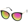 thumbnail image 2 of sunglassLA Female Modern Slim Metal Temple Colored Mirror Lens Cat Eye Sunglasses 54mm (Black-Gold / Magenta Mirror) - 54mm, 2 of 4