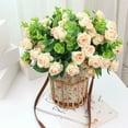 thumbnail image 4 of Happy Date 5-Forks Artificial Roses Flowers Arrangement Silk Bouquet Glorious Moral for Home Office Parties and Wedding Decoration, 4 of 9