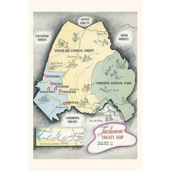 Pocket Sized - Found Image Press Journals: Vintage Journal Visitors Map of Tuolumne County (Paperback)