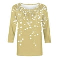 thumbnail image 4 of CYMMPU 3/4 Sleeve Blouses for Women Dressy Casual Summer Fashion Shirts Crew Neck Tunic Tops Loose Fit Spring Tops Flower Pattern Lightweight Basic T-Shirts Yellow XXXL, 4 of 5